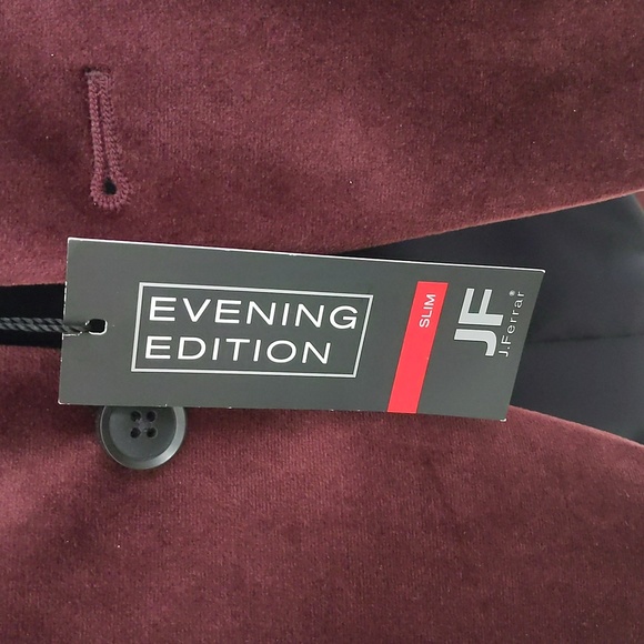 J Ferrar Evening Edition Burgundy Velvet Dinner Jacket Size 36 Regular Slim Fit - Picture 6 of 9